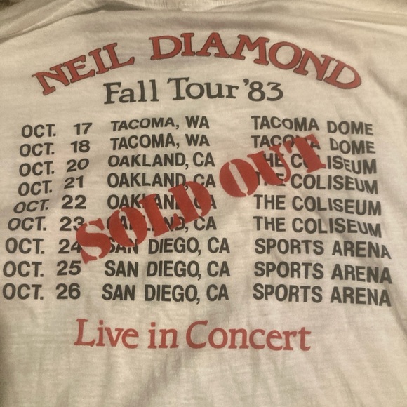 True Vintage Neil Diamond Concert Screen Stars Ringer Tee - Picture 5 of 5